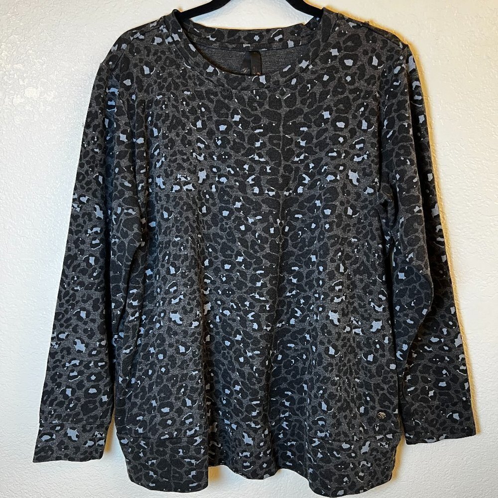 Melissa McCarthy x Seven7 Long Sleeve Black‎ Leopard Jersey Tunic Top XL (READ)